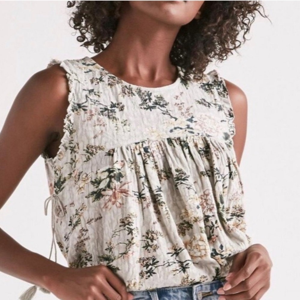 Lucky Brand Tie Back Floral Tank, Medium